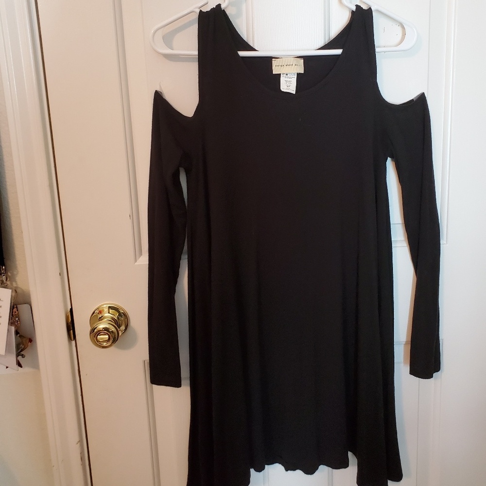 Black open shoulder dress